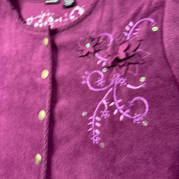 VTG Y2K North Crest Floral Sweater Fleece Cardigan Button Up Womens 14/16W - Picture 4 of 7